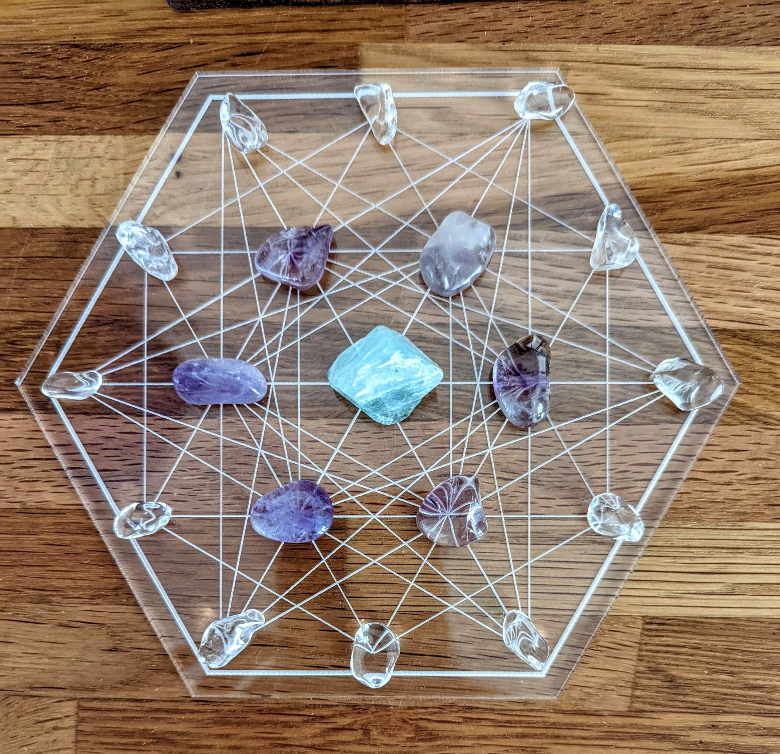 crystal grid mit Chakra Kristallen